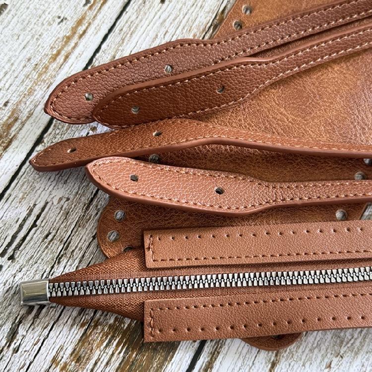 PU Leather Shoulder Bag Knitting Kits DIY Crochet Bag Making Bag Handles Zipper Bag Bottom Shaper for Crochet Handbags
