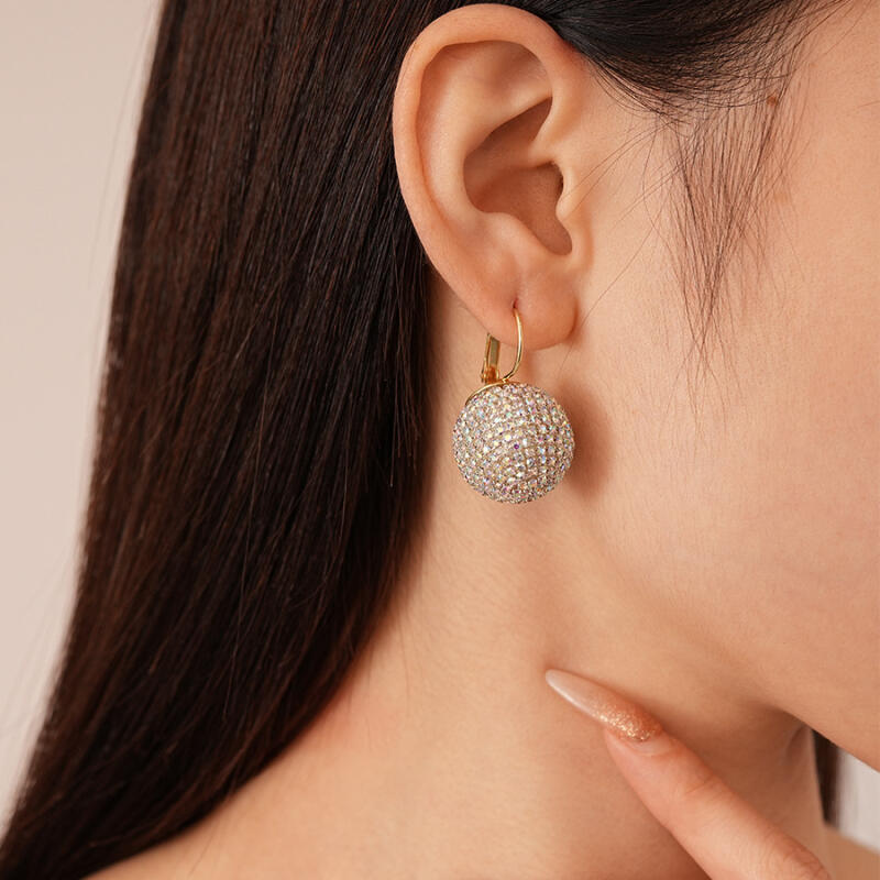 Shining Rhinestone Zircon Earrings for Women Fashion Round Ball Earrings Wedding Bridal Accessories Party Ear Jewelry Wholesale
