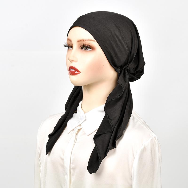 Golden Stripes Elastic Hat Cap For Woman Muslim Hijab Headband Middle East Instant Scarf Hijab Islamic Turban Bandana 20*43Cm