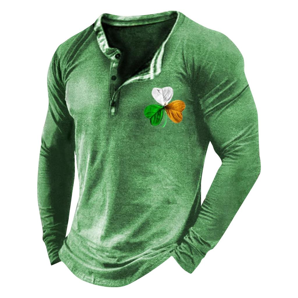Men's Outdoor Vintage V-neck Button Long Sleeve Fashion Sports T-shirt