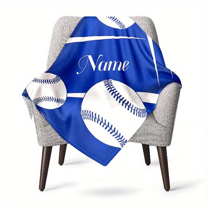 Blue Ball Customize Your Name Blanket Used For Chair Office Sofa Bed Camping Soft And Warm Giving Friends And Relatives Birthday Graduation Gift