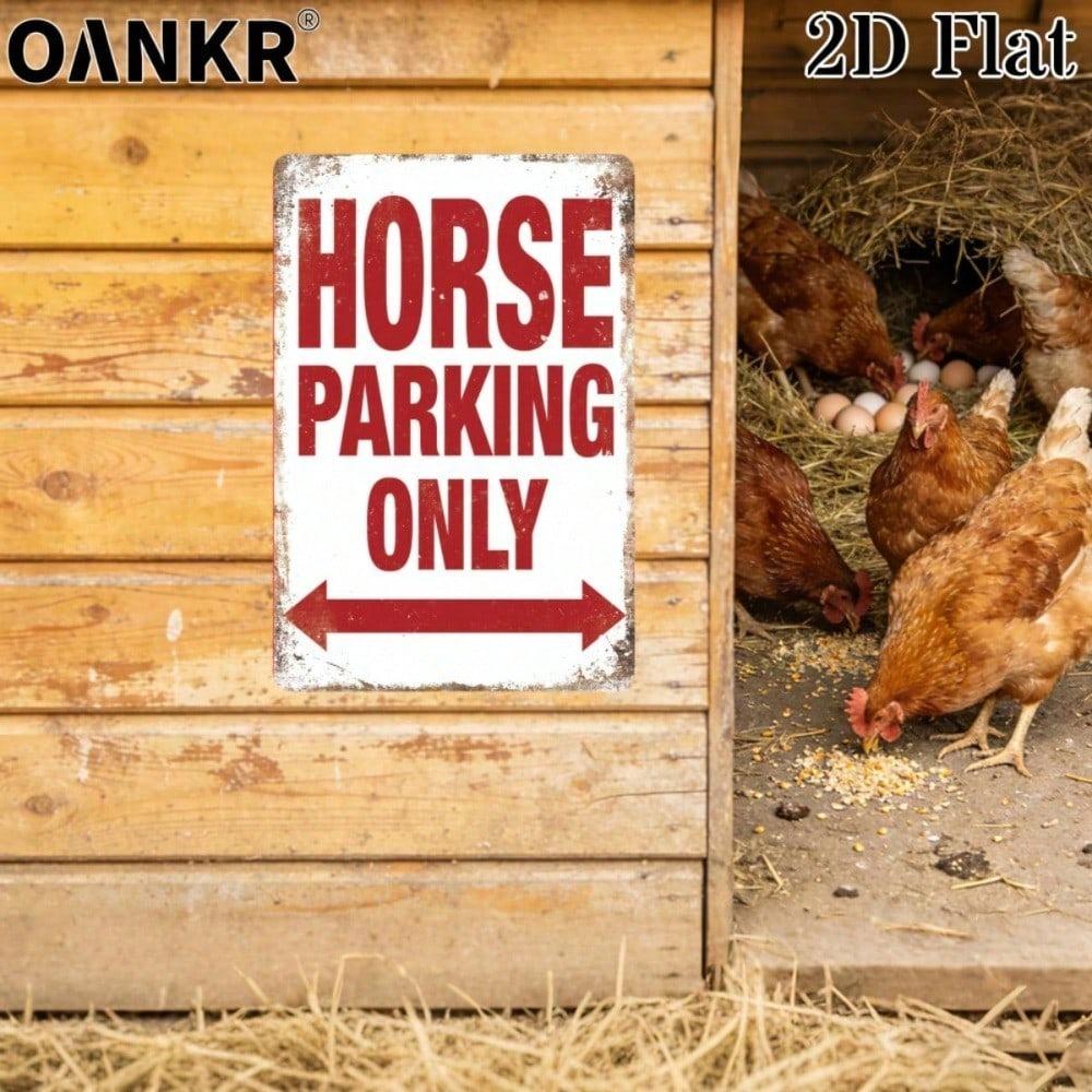 Vintage Horse Parking Only Metal Tin Sign 12x8 Inch, Retro Farm Warning Art Plaque for Man Cave Garage Bar Garden Home Wall Decor
