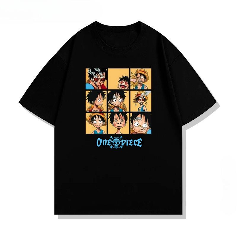 

Japanese Anime One Piece Luffy Print Trendy TShirt Summer Streetwear Loose Top for Unisex Women M
