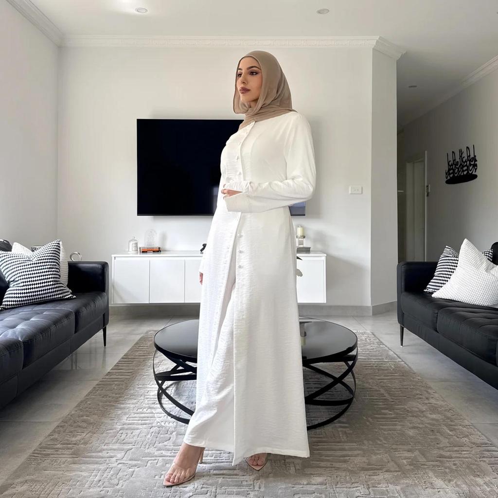 Loriya Dubai Solid Color Button Two-Piece Set LR945