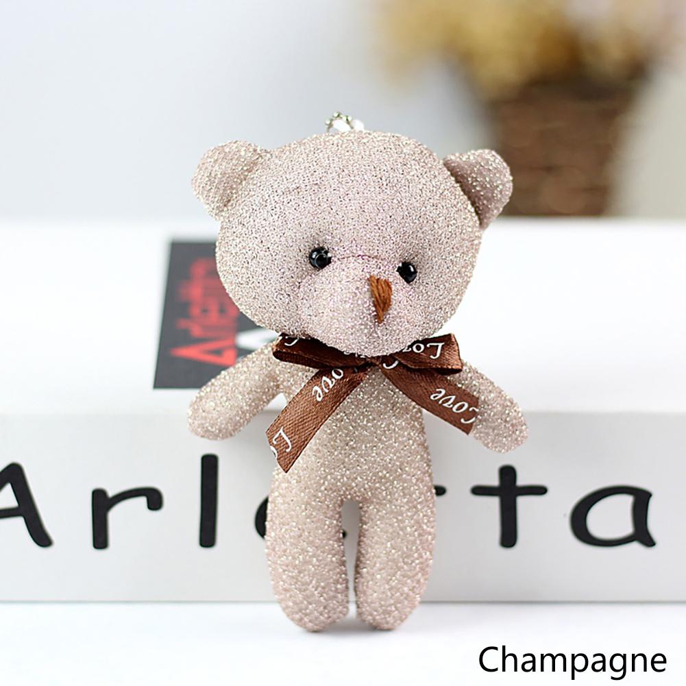 12CM Teddy Bear Plush Toy with Ribbon Bow Siamese Bears Toys Key Chain Pendant Gifts for Children Kids Toy Wedding Gifts