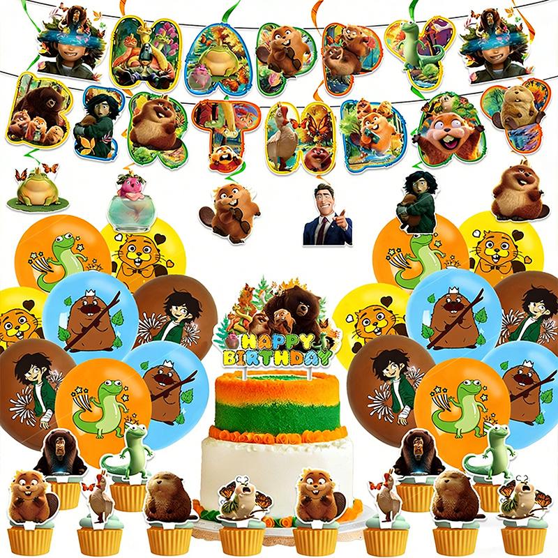 Beaver Birthday Decorations Beaver Party Accessories Cups Ballons Plates Birthday Party Backdrops Hot Anime Decorations
