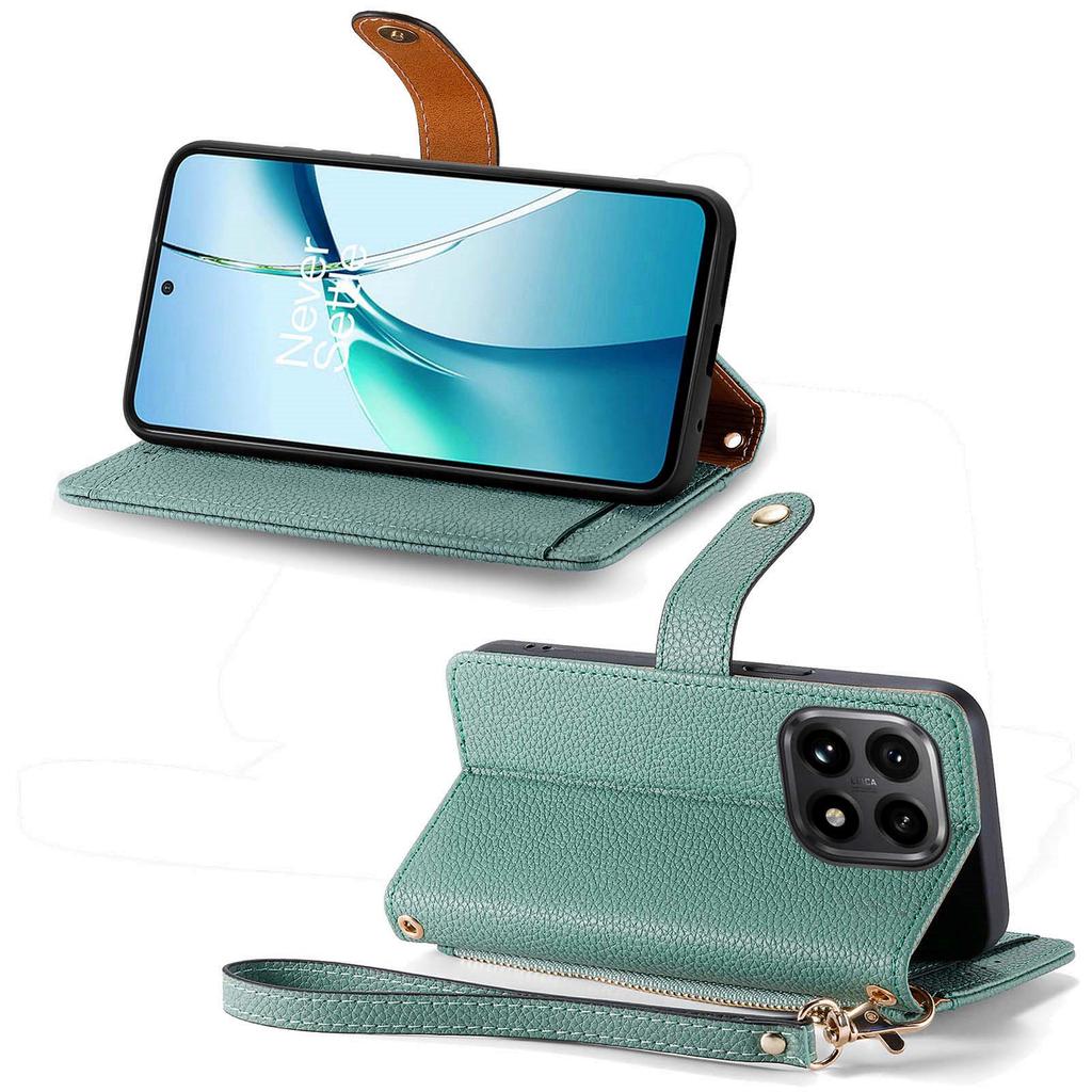 For Xiaomi 15T Case RFID Blocking Zipper Pocket Leather Wallet Phone Cover with Strap