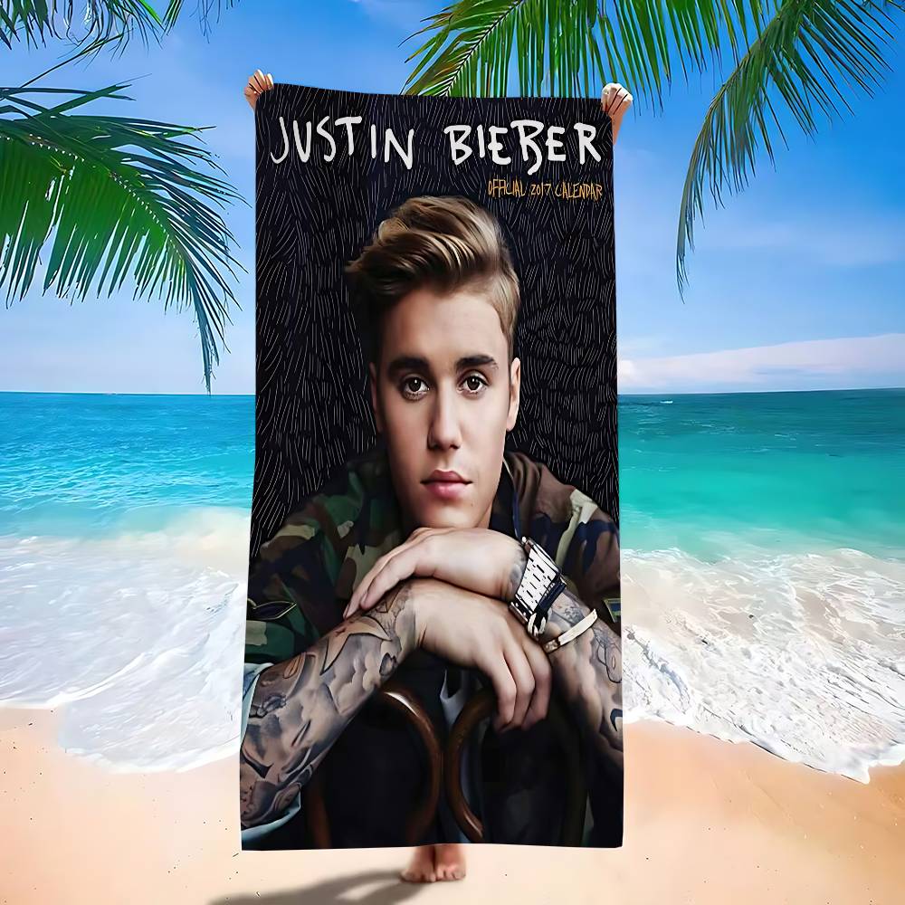 Asciugamano da Spiaggia Caldo Justin Singer Bieber per Bambini Asciugamano da Bagno Personalizzato Asciugamano da Piscina Regalo per le Vacanze Asciugamano da Picnic Regalo per Festa