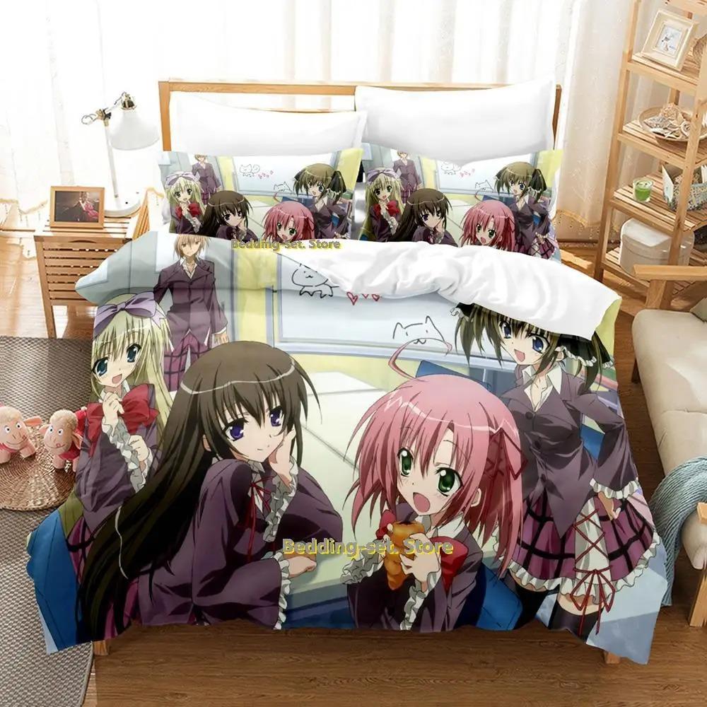 Cozy Breathable Seitokai No Ichizon Cartoon Anime Three Piece Adult Kid Bedroom Duvetcover Sets 3D Kawaii Girls Lit Enfant Quilt
