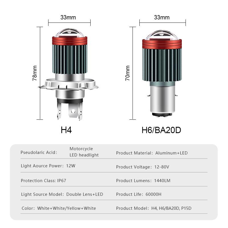 1PC 144SMD H4 P15D BA20D Motorcycle Headlight Bulbs White 12v LED Headlamp Fog Light Spotlight Play and Plug