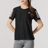 Adidas Training Running Exercise Casual Striped Pullover Short Sleeve T-Shirt Women Tops Black JY8581