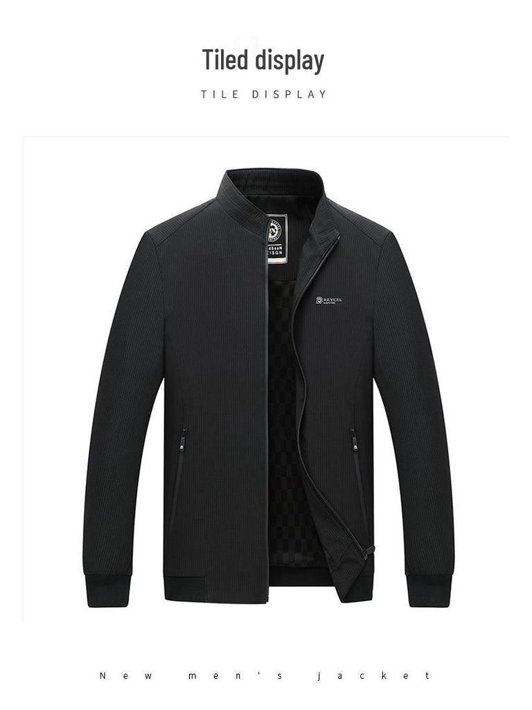 Jachetă Business Casual cu Guler Înalt pentru Bărbați, pentru Toamnă și Iarnă