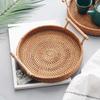Snack Tray Hand Woven Wicker Serving Tray Coffee Table Decorative Tray