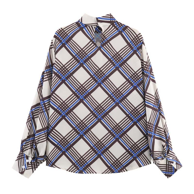 2025 Autumn Women's Fashion Plaid High-neck Shirt 9323262