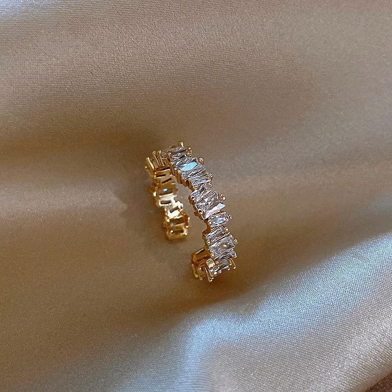 Niche Design Opening Adjustable Micro-set Zirconia Ring Senior Sense of Light Luxury Index Finger Ring Personality Popular Ring Female Everyday Ring