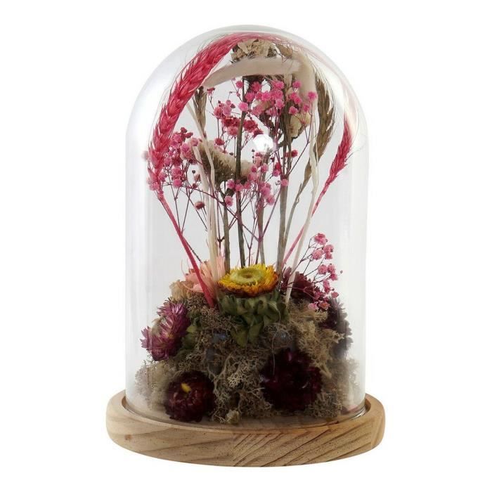 Figurine décorative verre fleurs bois mdf (17 x 17 x 26 cm) - Couleur:NATUREL