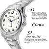 QIATKWH Japanese Conversation Watch, Silver Case, Silver Stainless Steel Strap