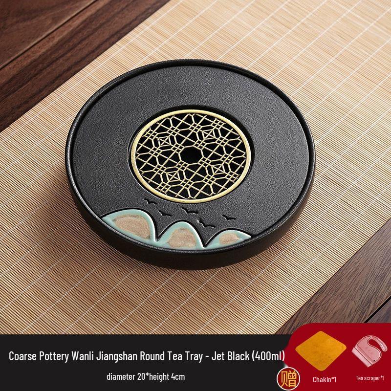 

Jiakangming Rough Pottery Round Ceramic Tea Tray