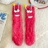 3D Novelty Face Fuzzy Socks Winter Coral Fleece Floor Socks Couple Sleep Socks Christmas Stockings Funny Cartoon Monster Socks