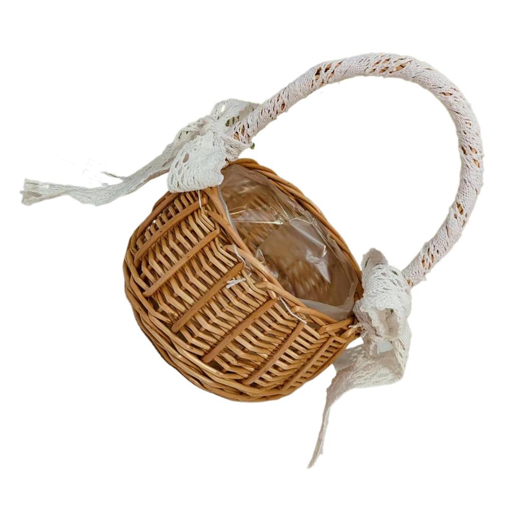 Small Wicker Basket With Handle For Picnics Or Home Decor Flower Girl Basket Mini Hamper Basket