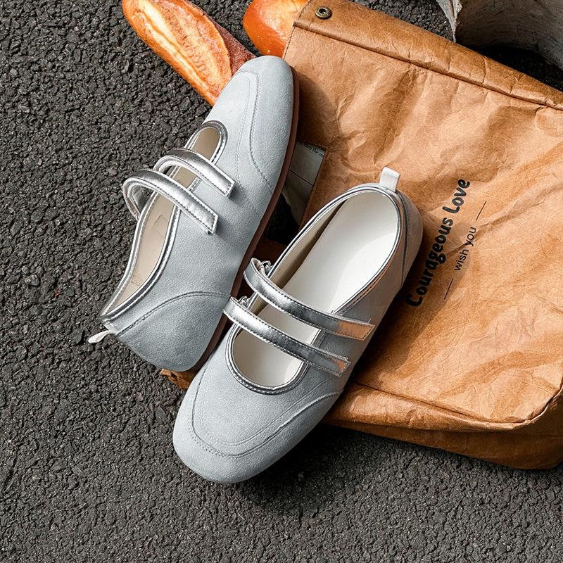 

[Фанфна] Серебристый свет рот одинарные туфли женские 2025 новые двойная пряжка нишевый дизайн Мэри Джейн повседневные женские туфли 40 синий