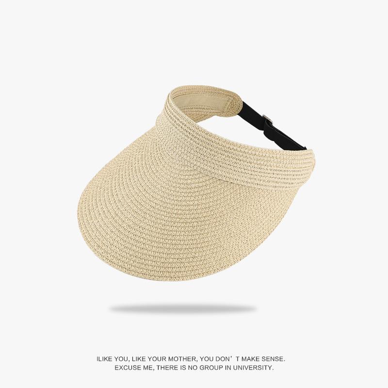 

Summer sunshade sunscreen hat women s foldable portable empty top hat anti-purple line big brim face covering straw simple hat Average size (56-60cm)