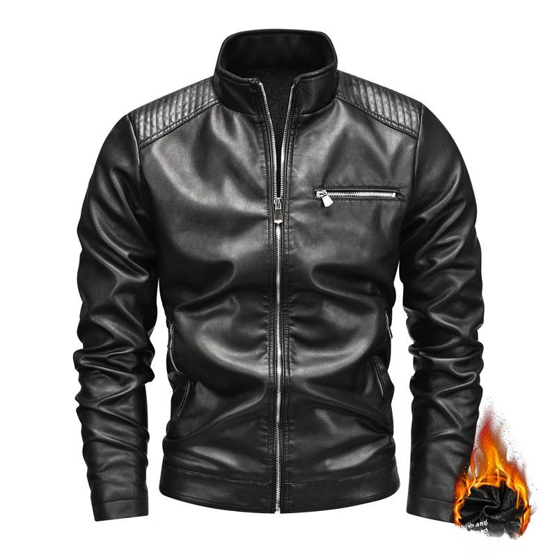 Осень и зима Новая верхняя кожаная куртка мужская кожаная куртка бархатная повседневная — фото 3