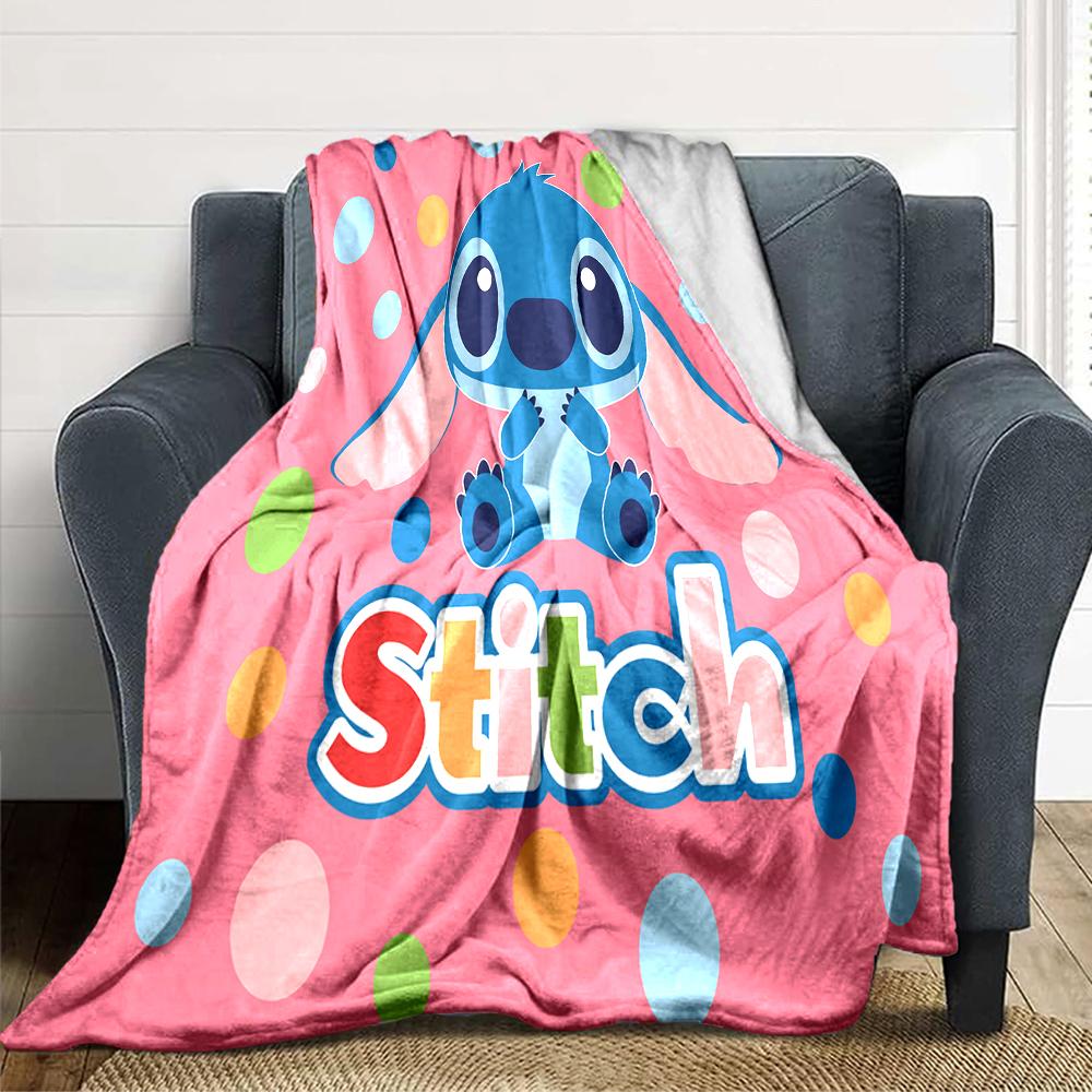 1Pc Stitch Adventure Polka Dots Blanket Soft Throw Blanket For Home Bedroom Bed Sofa Travel Office Solid Christmas Blanket