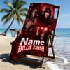 Custom Name Personalized Billie Eilish Print Beach Towel, for Trip Camping Beach Party Home Decor, Birthday Gift for Family & Friends