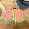 Elegant Plaid Shawl Fake Collar Women Lolita Doll Ruffle False Collar Shoulder Wrap Detachable Tie Clothing Accessories