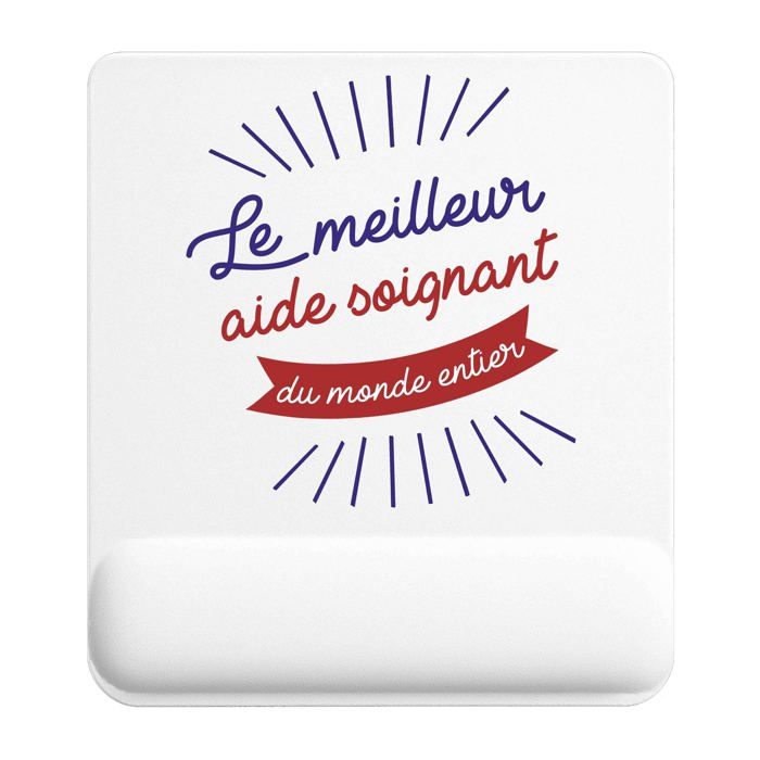 Tapis de souris - PLANETEE - Aide soignant Meilleur monde - 22x18 cm - 3 mm - Surface lisse antidérapante