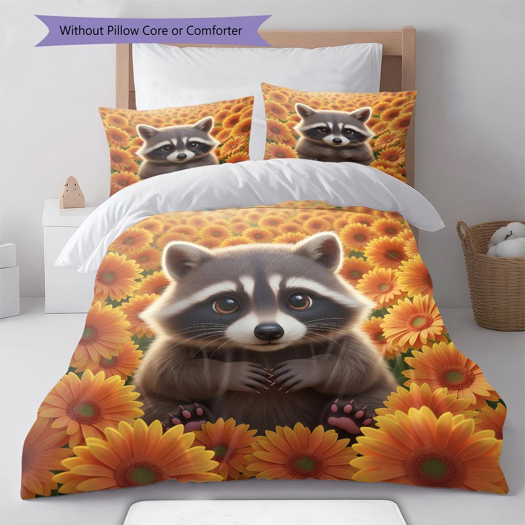 Pościel z wzorem kreskówkowym Zestaw kołdry Poszewka na kołdrę Poszewka na poduszkę Dekoracja domu Prezent urodzinowy (1 * poszwa na kołdrę + 2 * poszewki na poduszki, bez rdzenia)