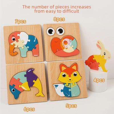 Kinder Holz 3D Tier- und Transport Ozean Puzzle - Frühes Lernspielzeug