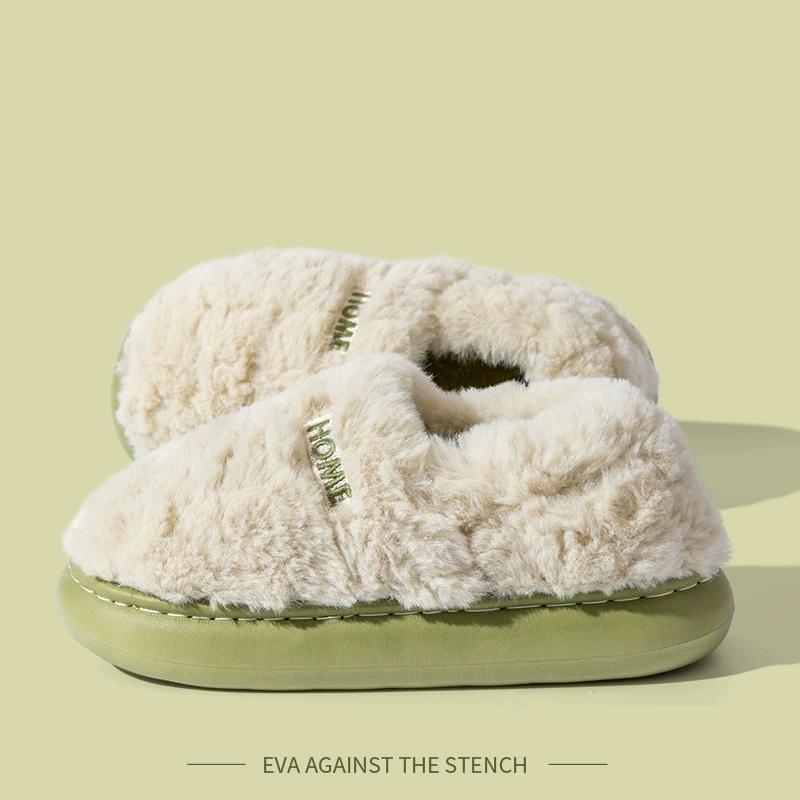 Cotton Slippers Women's Winter Style Bag Heel Home Warm and Non Slip Plush Cotton Shoes for Men Wearing Outside