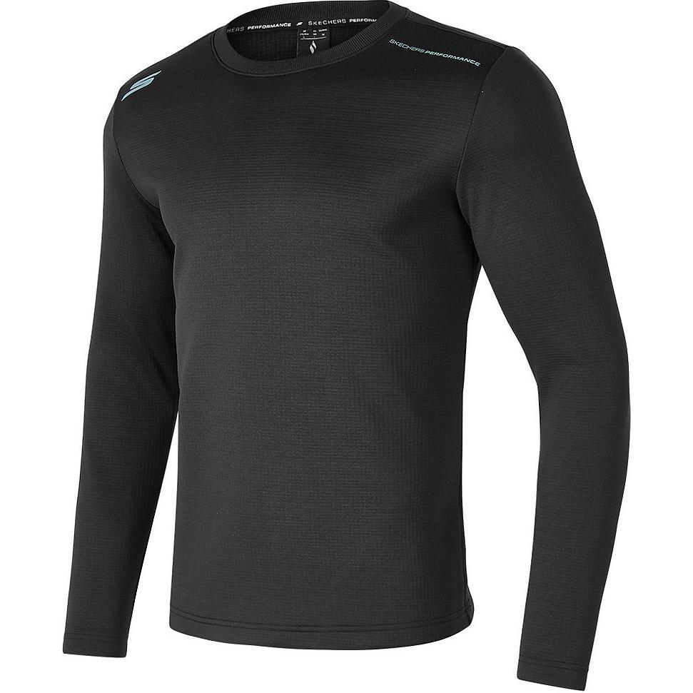 Skechers Basic Sports Series Comfortable Casual Crew Neck Long Sleeve T-Shirt Men Tops Carbon-Black P424M195-0018 XL