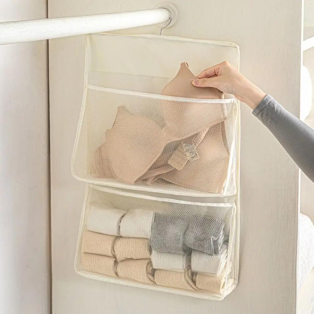 Space Saving Hanging Storage Bag Multifunctional Compact Bra Storage Organizer Mesh Pockets Versatile Closet Organizer Dormitory