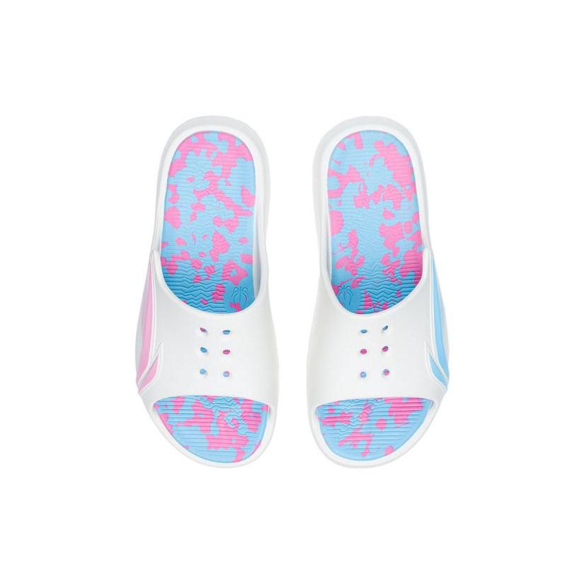 Li Ning Quiet Slide Slippers Women's White Blue ABTS004-3