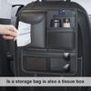 Seametal Car Seat Back Organizer Rear Row Storage Bag With Elastic Band Nappa Leather Multi Pocket Anti Kick Pad Seat Protector