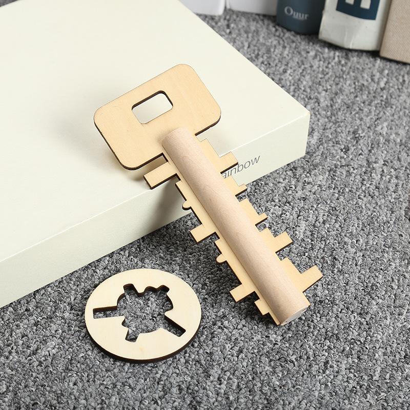Tobefu Creative Wooden Unlock Puzzle Key Toys Kong Ming Lock For Kids Stress Release Children Intellectual Educational Gifts
