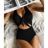 2025 Europäischer & Amerikanischer Rückenfreier Schnür-Einteiler-Badeanzug: Damen High-Waist Einfarbig Sexy Strand Bademode
