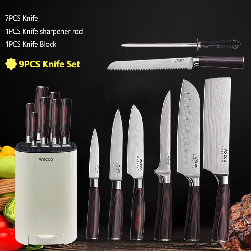 WXCOO Professional Knives Damascus Laser Chef's Knife for Cutting Bone Bread Fruit Melon Stainless Steel Cooking Tools