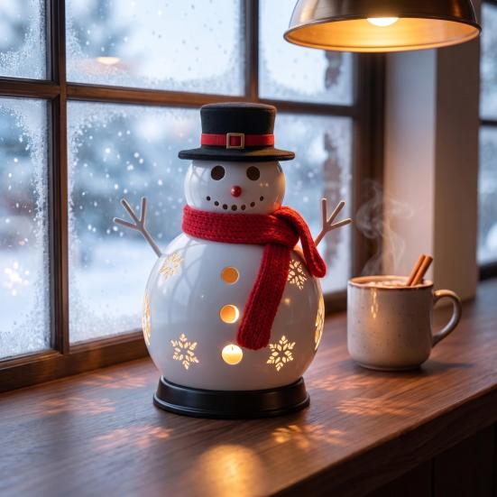 Gift for Family And Friends Christmas Snowman Candle Holder, Decorative Metal Candlestick Ornament with Top Reusable Table Hat Scarf Centerpiece