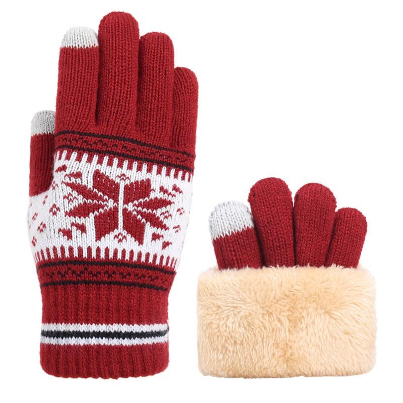 Cold and warm knitted gloves Christmas wind velvet thickened double-layer adult cartoon/character