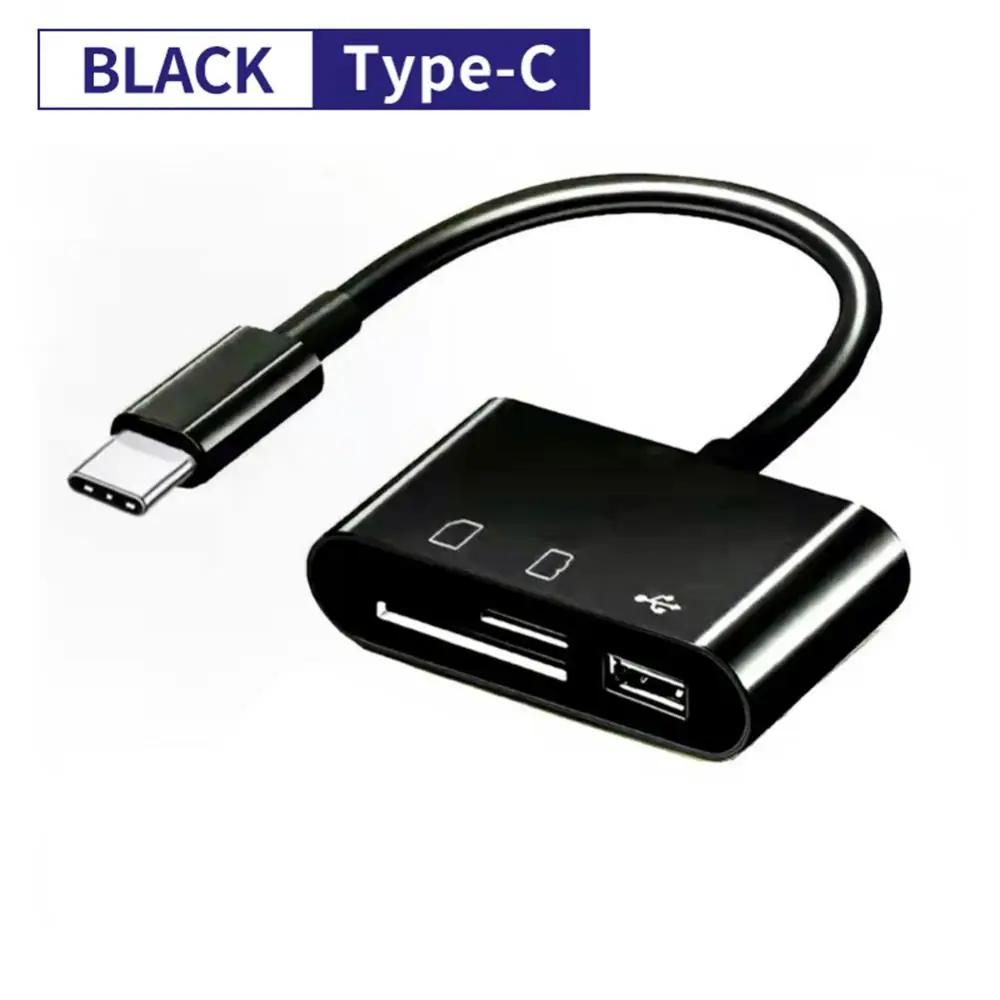 

Картридер Type C SD TF Картридер USB C OTG Адаптер Высокоскоростной передатчик данных для телефона 15 Macbook Смартфона чёрный