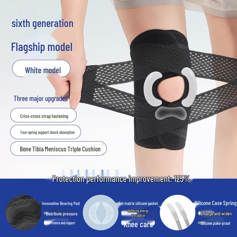 Japanese 6th Gen Breathable Knee Support: Lightweight Strap for Running, Cycling, Mountaineering, Meniscus and Patella Stability