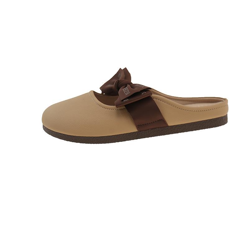 

Наступите на бант, крутые тапочки, наступите на дерьмовую атмосферу, плоская подошва, ощущение комфорта и элегантности, женские полушлепки с закрытым носком, летние из полиуретана 40 хаки