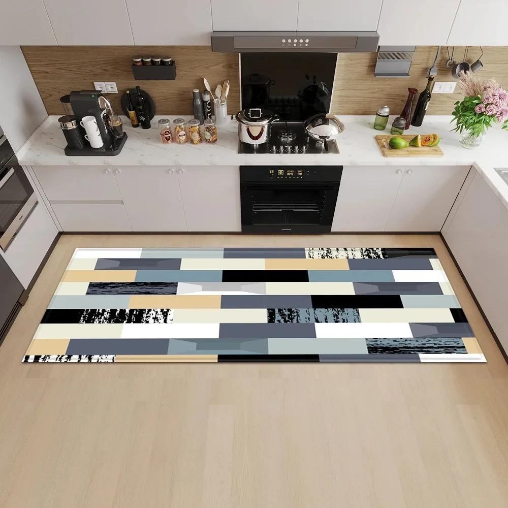 Geometric Square Pattern Home Kitchen Floor Mat Door Front Decoration Floor Mat