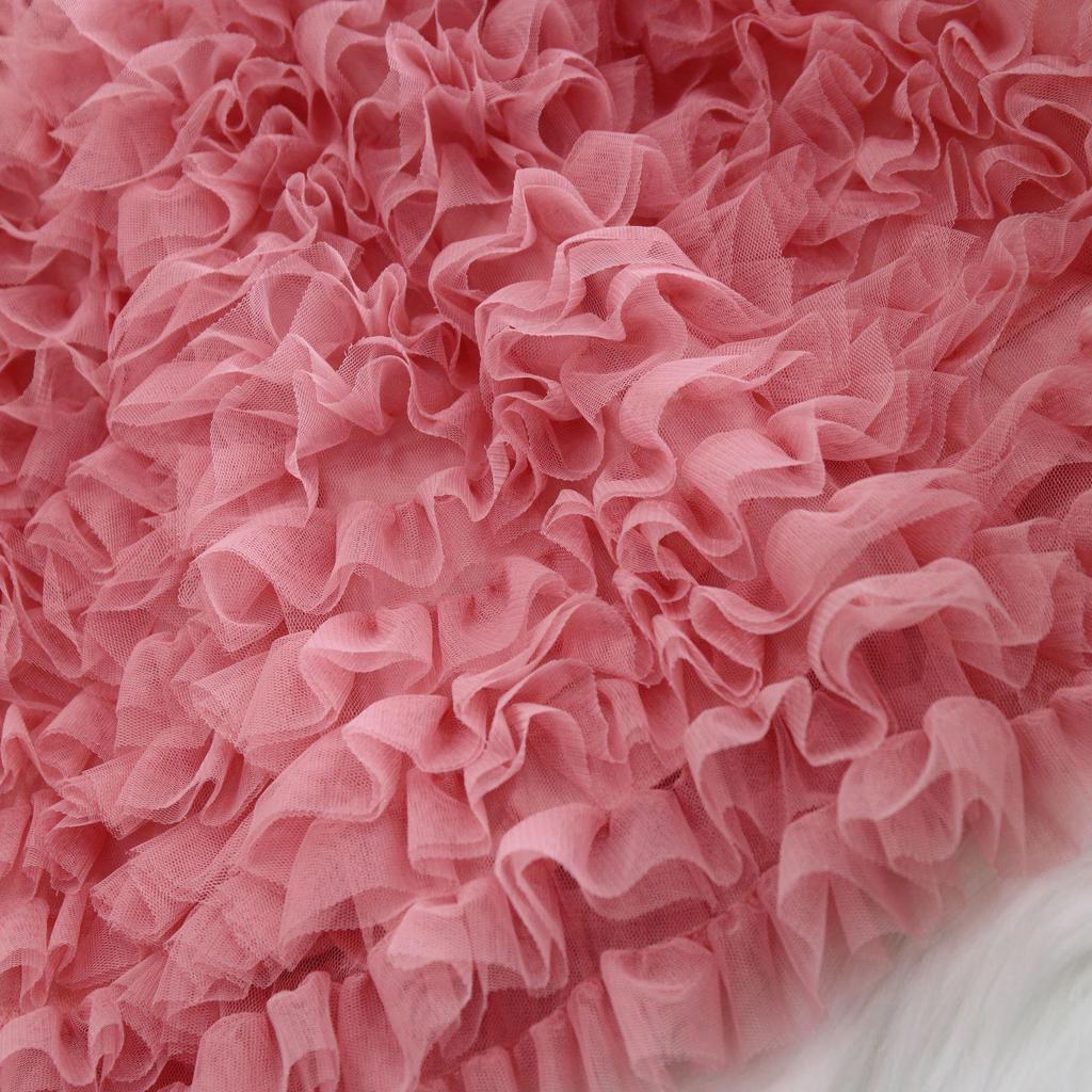 Korean Style Women's High Waist Mesh A-line Puffy Skirt - Autumn 2025