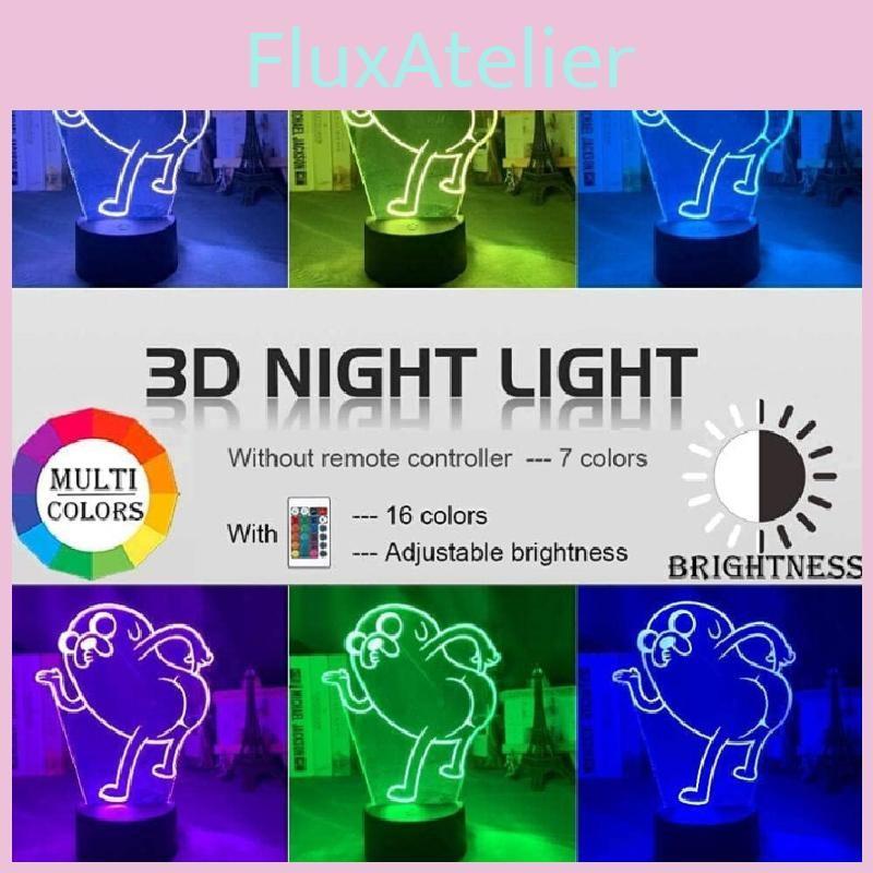 Jake Adventure Time The Dog Bend Over Figure 3d Night Light Acrylic Panel Base