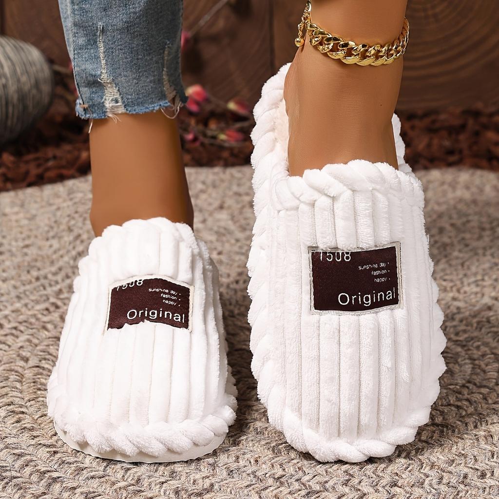 Winter Home New Cotton Slippers, Cross-border Leisure and Comfortable Furniture, Cotton Shoes with Added Velvet On One Foot, Cotton Slippers